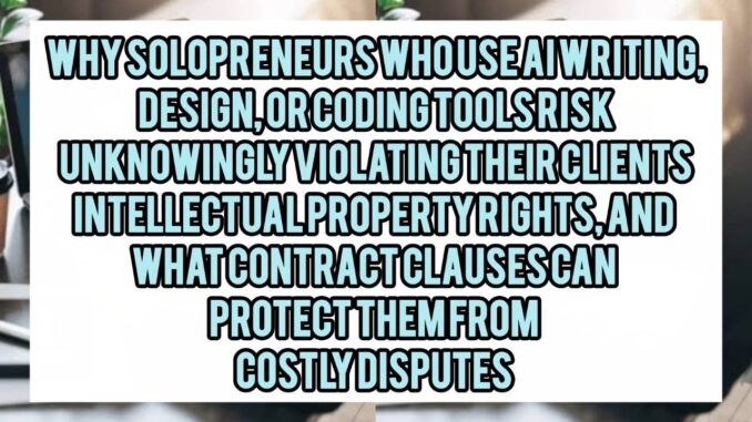Why Solopreneurs Who Use AI Writing, Design, Or Coding Tools Risk Unknowingly Violating Their Clients' Intellectual Property Rights, And What Contract Clauses Can Protect Them From Costly Disputes