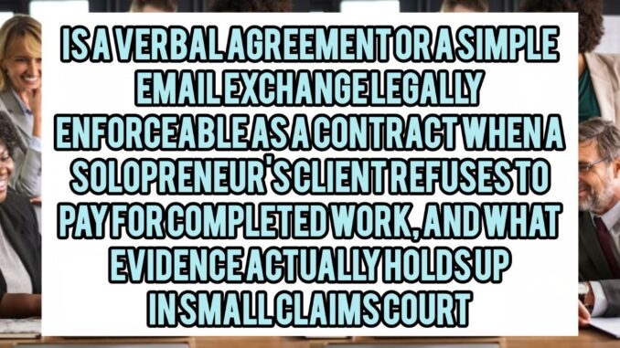 Is A Verbal Agreement Or A Simple Email Exchange Legally Enforceable As A Contract When A Solopreneur's Client Refuses To Pay For Completed Work, And What Evidence Actually Holds Up In Small Claims Court