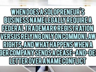 When Does A Solopreneur's Business Name Legally Require A Federal Trademark Registration Versus Relying Only On Common Law Rights, And What Happens When A Larger Company Sends A Cease-and-Desist Letter Over A Name Conflict
