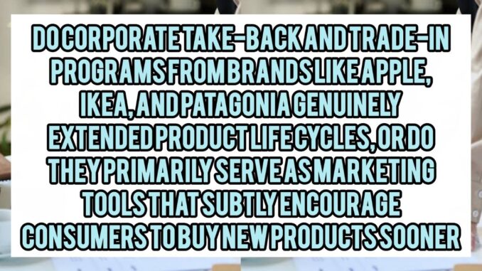 Do Corporate Take-Back And Trade-In Programs From Brands Like Apple, IKEA, And Patagonia Genuinely Extend Product Life Cycles, Or Do They Primarily Serve As Marketing Tools That Subtly Encourage Consumers To Buy New Products Sooner